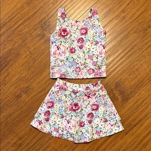 SweetHoney Purple & Pink Floral Activewear Skort Set